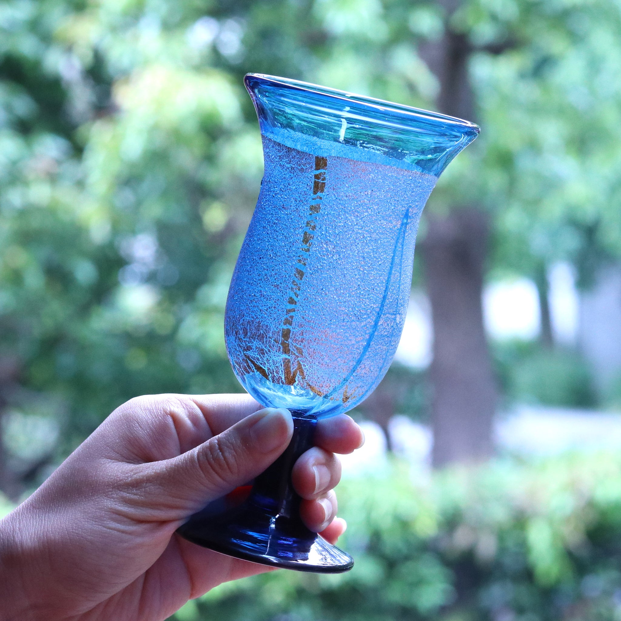 肥前びーどろ ワイングラス | 銀彩トールワイン | アサギ（青） | 副島硝子