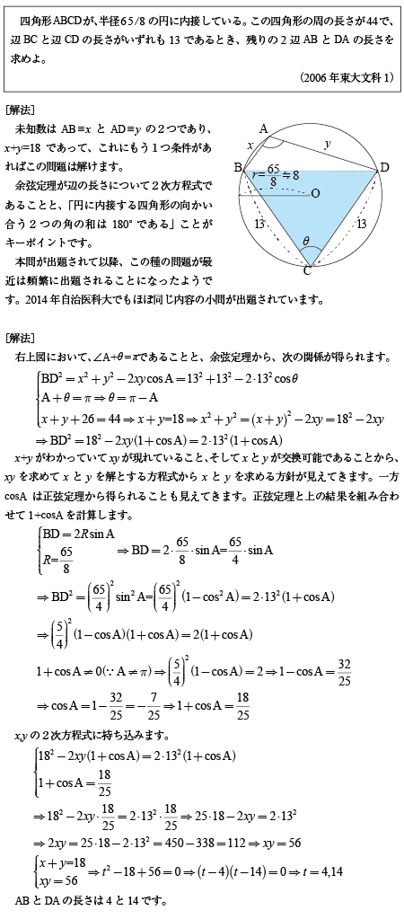 2006年東大文科1|京極一樹の数学塾