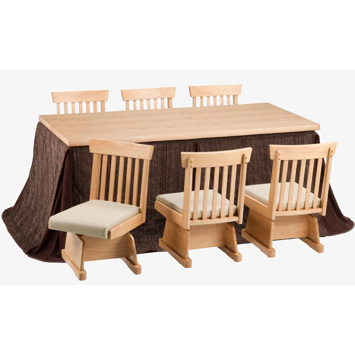 ダイニング こたつ6人用・8点セット NZ-180HHIハイタイプ (イス6脚)(