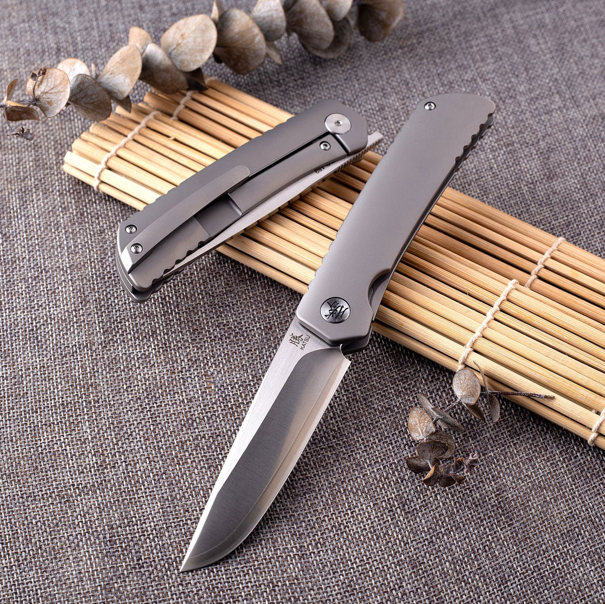 KATSU ZK01, Sandblasted Titanium Handle, ZDP-189 Super Steel