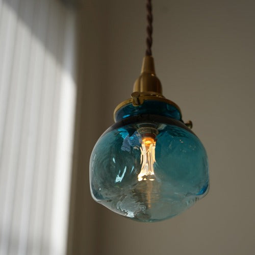 安土草多 ペンダントライト 照明 吹きガラス 角瓶（クリア