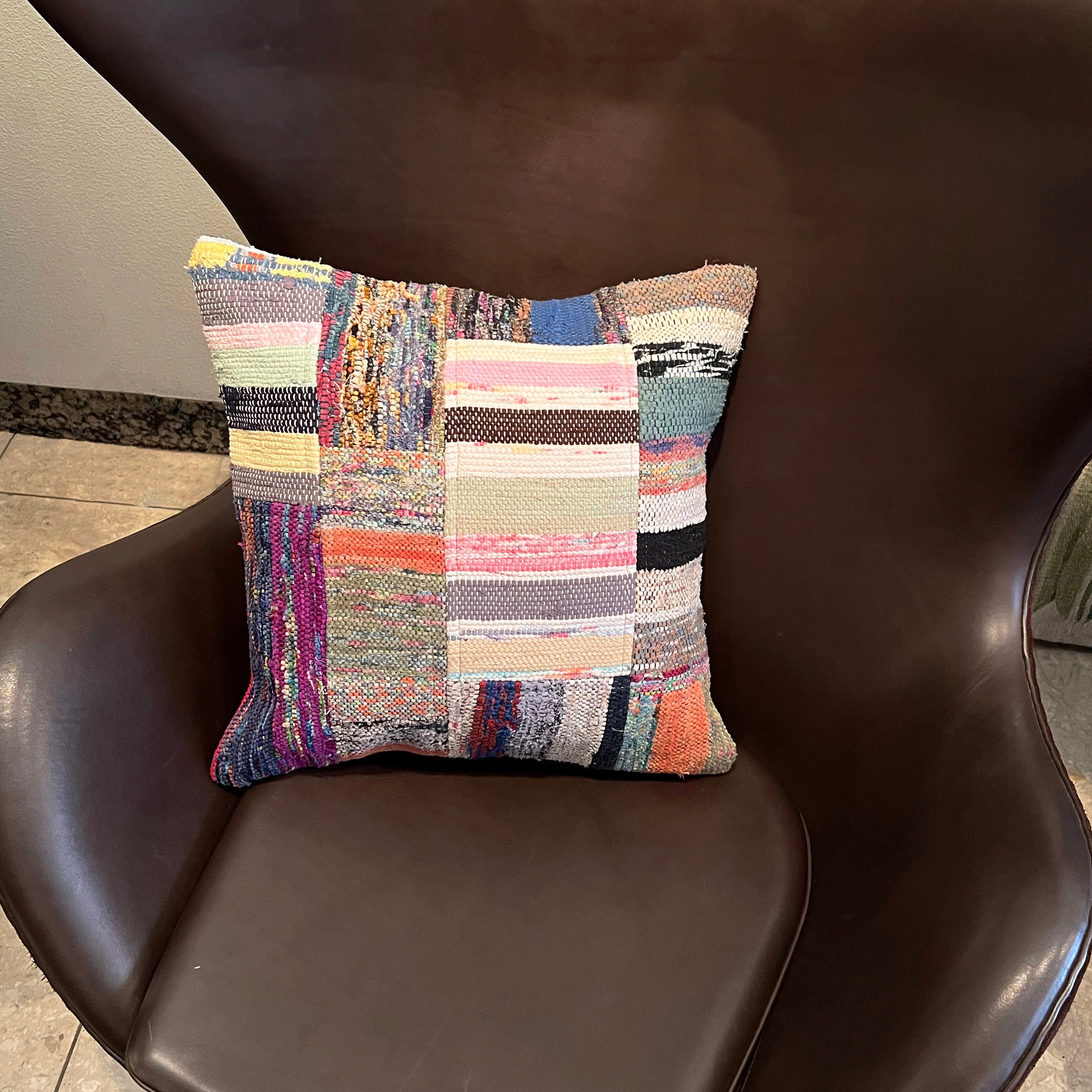 オールドキリム （裂き織り）パッチワーク キリムクッションカバー 45