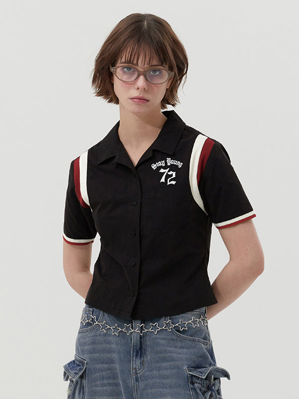 72ボーリングシャツ【ブラック】