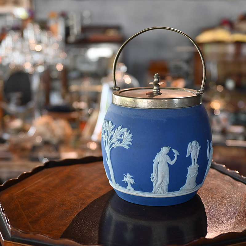 WEDGWOOD ビスケットバレル ジャスパーウェア ロイヤルブルー /TAW