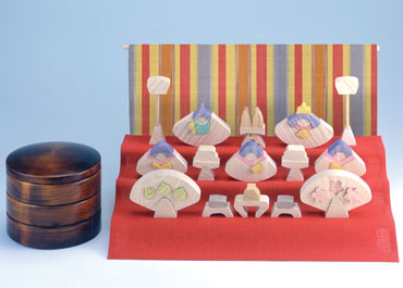 小黒三郎 組み木 ひな人形 銀杏円びな三段飾り（普通垂幕）【2.5％OFF