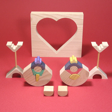 小黒三郎 組み木のひな人形 ハートびな 木のおもちゃ専門店 こどもの木