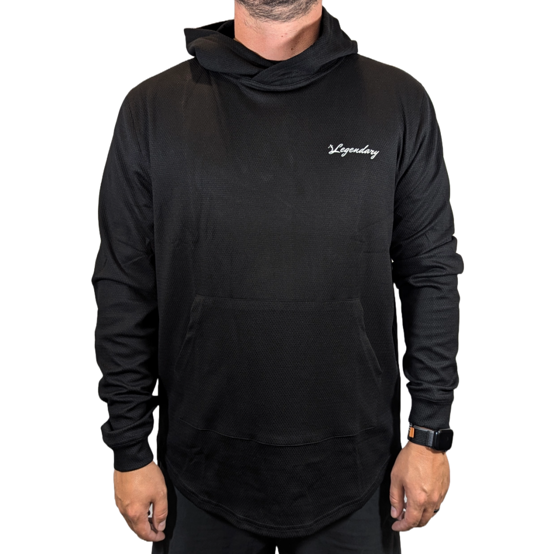 Waffle Knit Hoodie (Black) – Legendary Golf Apparel