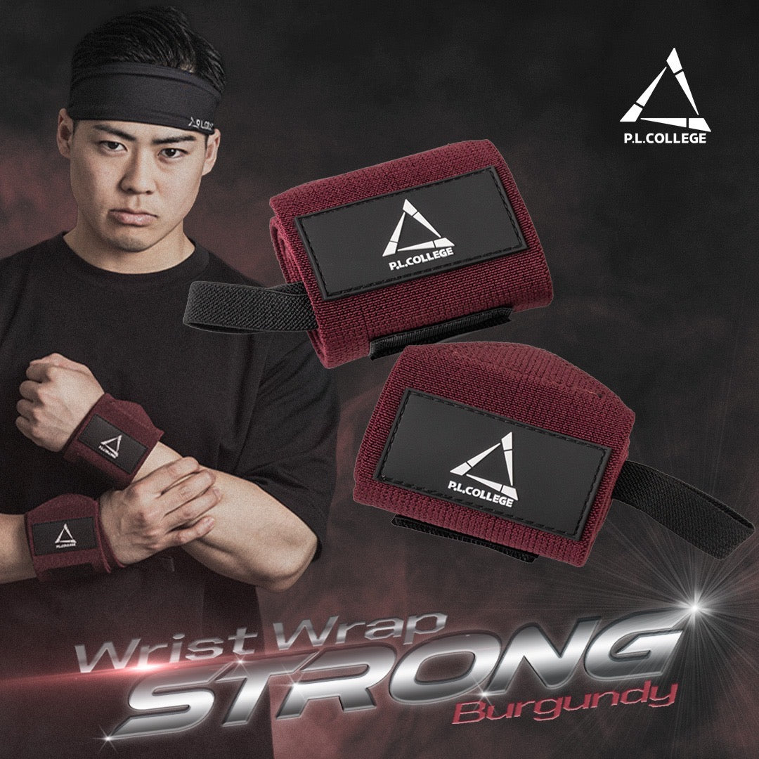三角ロゴ】リストラップ-ストロング-バーガンディ – P.LCollege-パワー