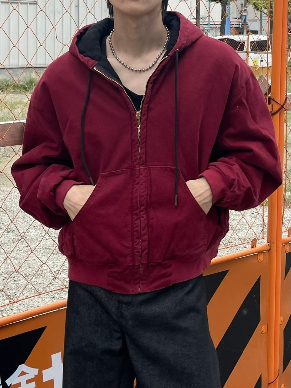 受注制【Chikashitsu +】cropped hooded work blouson (2color