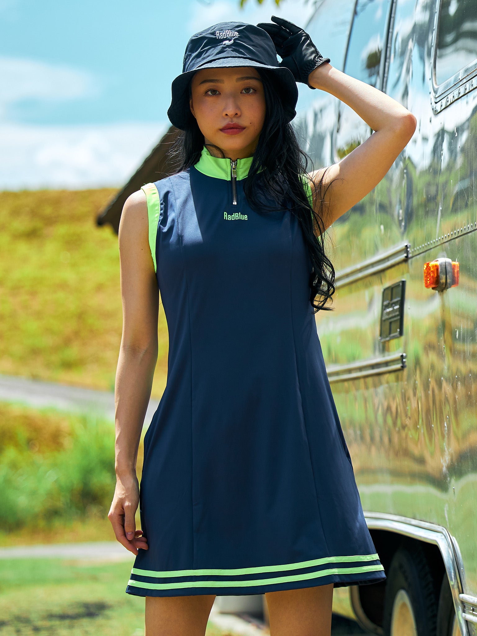 モックネック ZIPワンピース