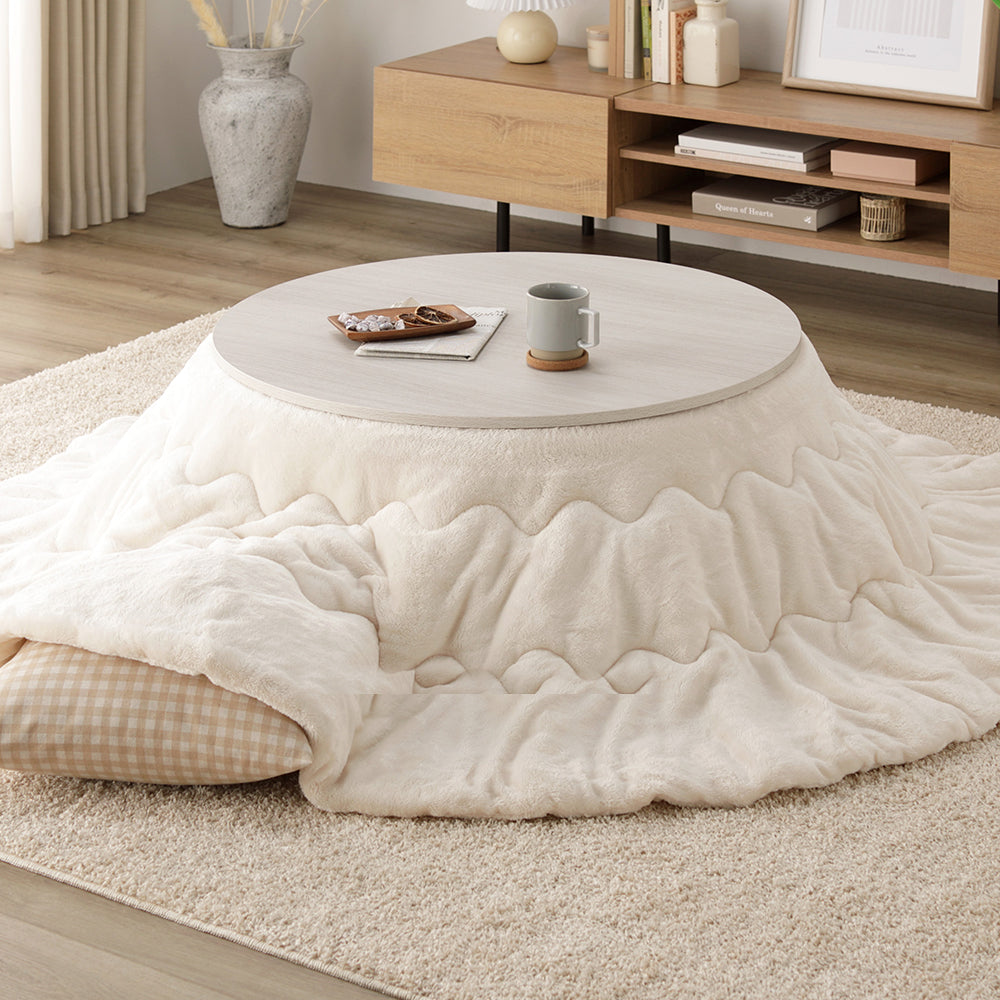 円形こたつ 2点セット(こたつテーブル+掛け布団)/届いてすぐに使える