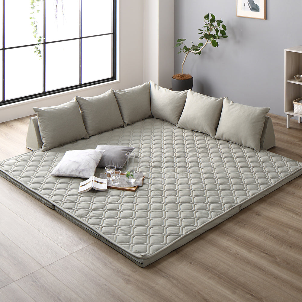 洗えるラグパット付き フロアソファ L型タイプ/オールシーズン