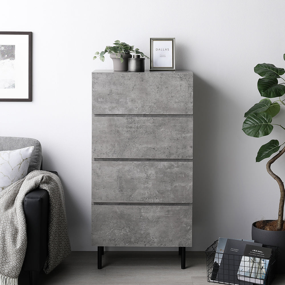 脚付きチェスト『Stova ストーヴァ』 異素材MIX 大容量【スリム3段