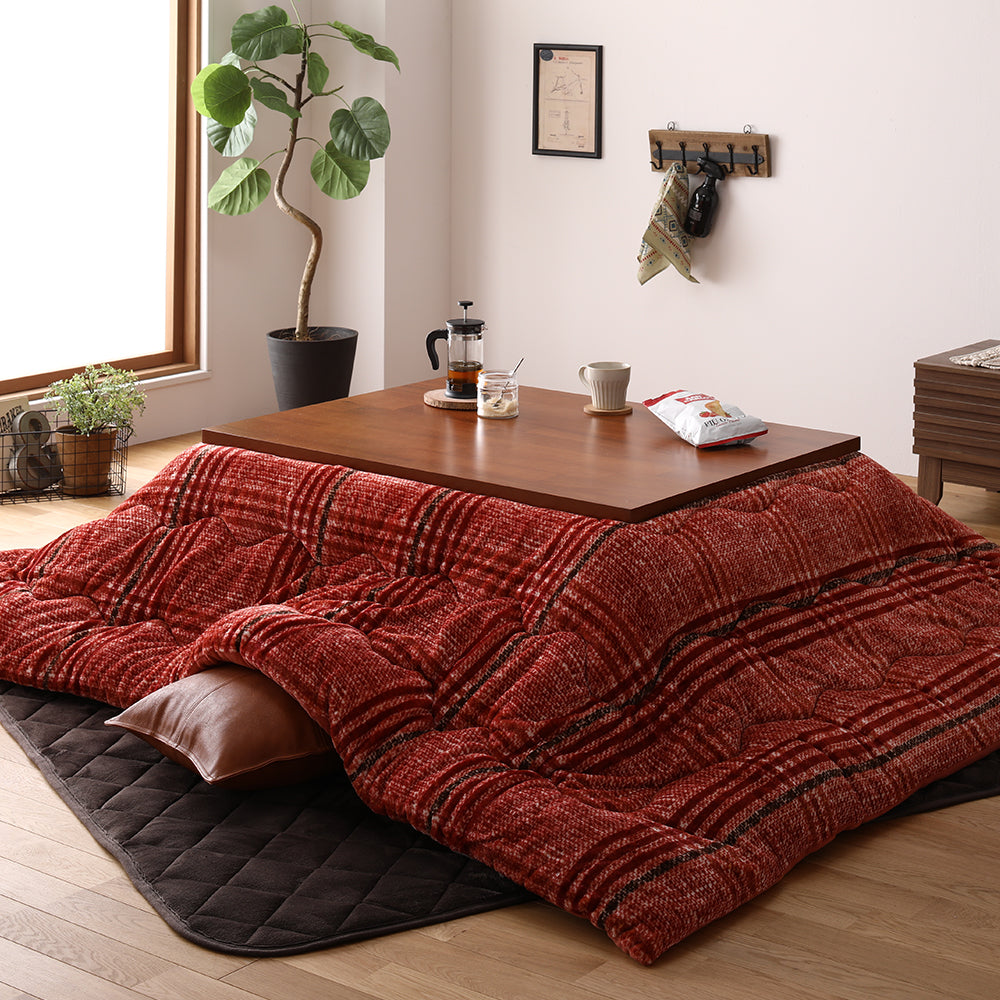 チェック柄こたつ掛け布団 単品/ 薄型で軽く、ウォッシャブルな