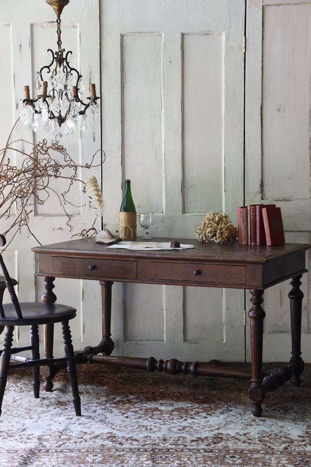 アンティーク デスク 剥離家具 店舗什器 ドロワーテーブル Desk
