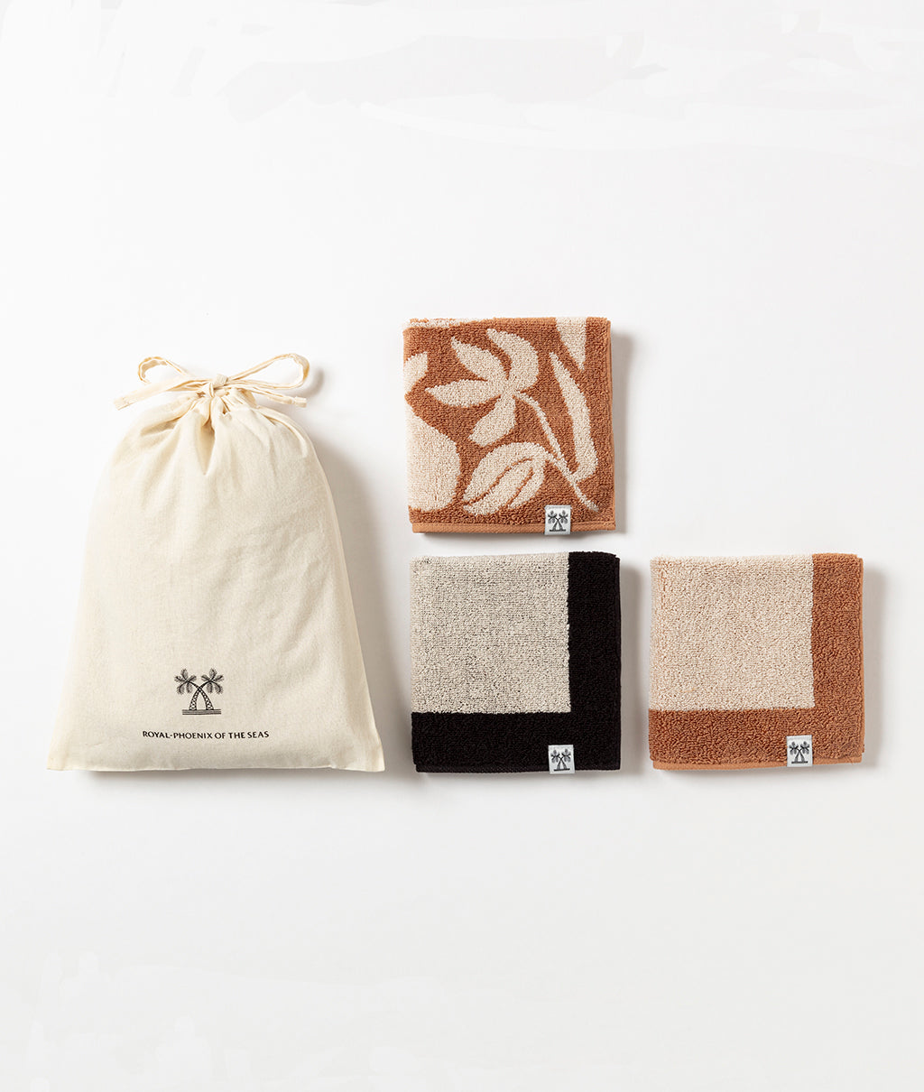 HANDKERCHIEF TOWEL / Botanical CHARCOAL×CREAM | ROYAL-PHOENIX OF
