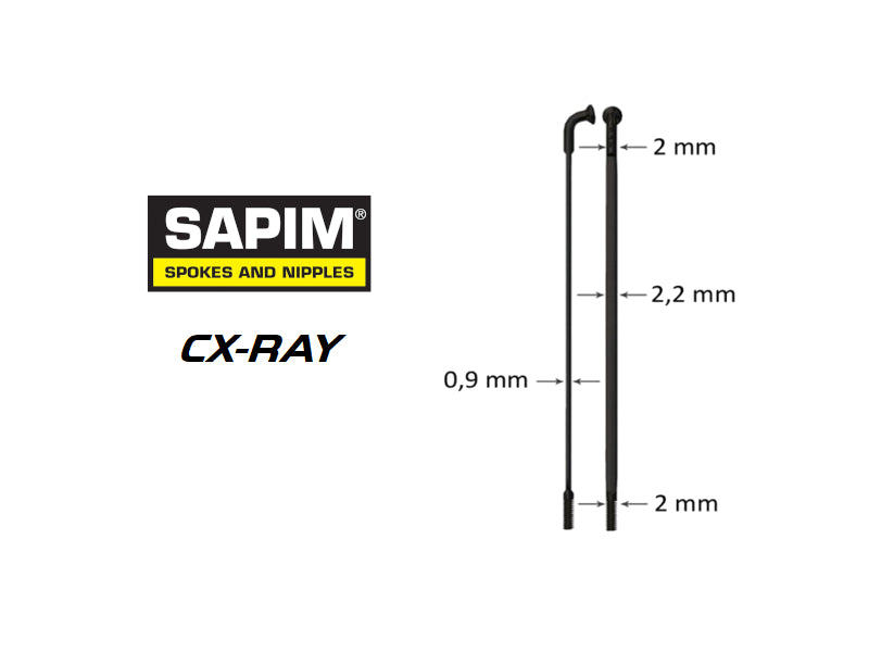 SPOKE, SAPIM, CX RAY, 2.0/(0.9x2.2)/2.0, BLACK – Stan's