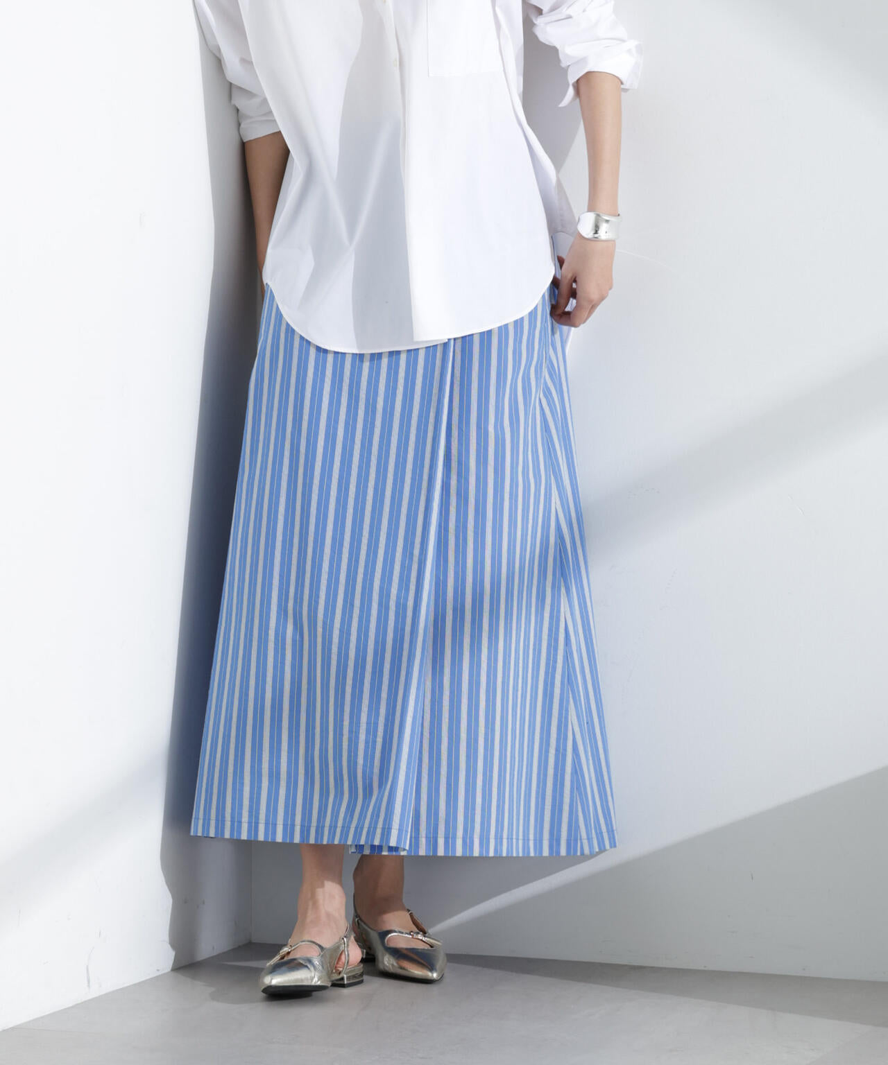 マルチボタン ストライプ スカート ( セットアップ 可)