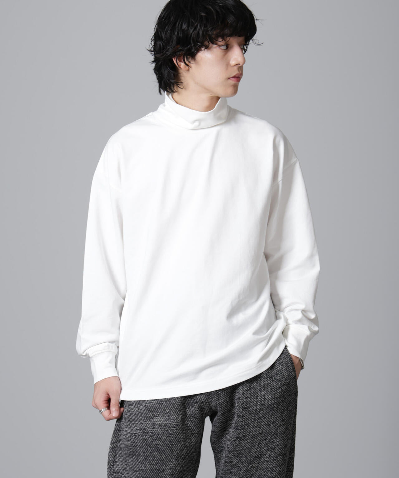 タートル カット ミニ 裏毛 Tシャツ 長袖