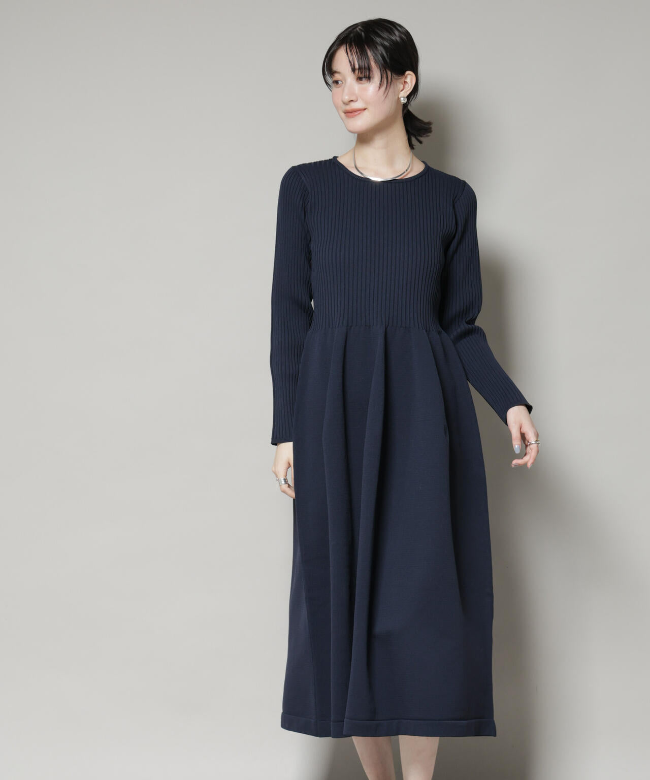 フォルム スカート ニット ワンピース