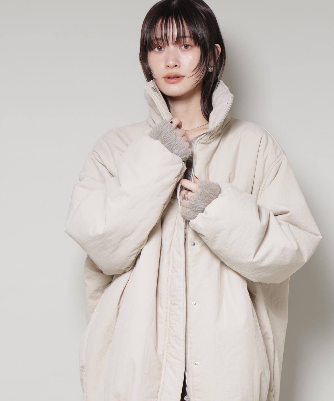 撥水加工 中綿 スタンド オーバージップ ブルゾン