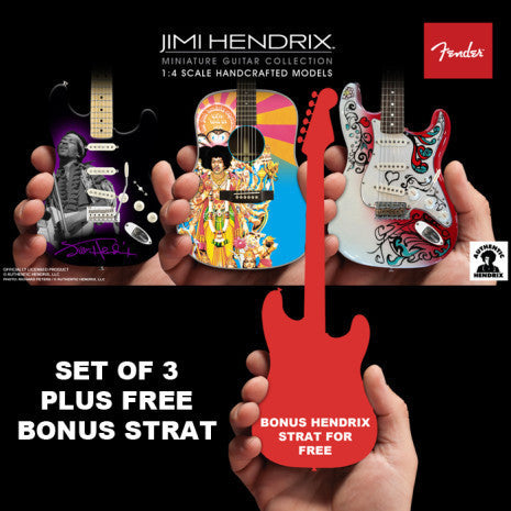 Officially Licensed Jimi Hendrix Miniature Guitar Set of 3