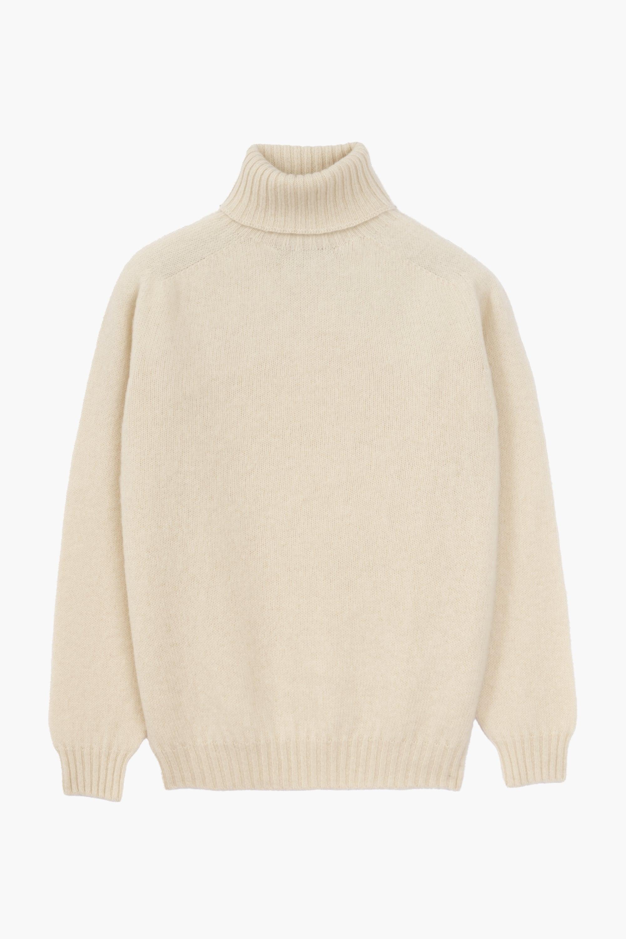 HARLEY OF SCOTLAND - Shaggy Dog Wool Turtleneck Sweater Cream