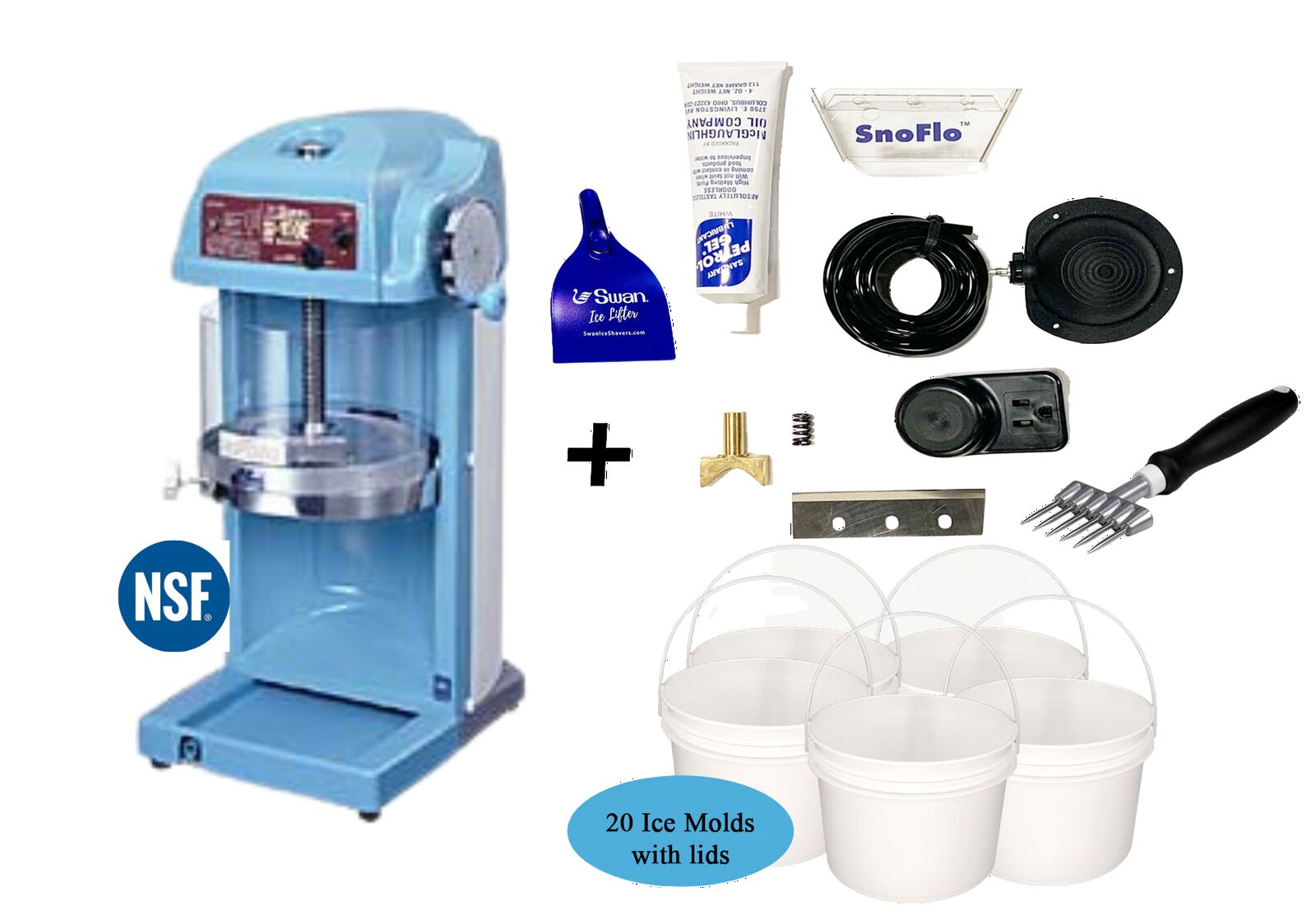 Commercial SI-100E Complete Bundle (115v) | Swan Ice Shavers