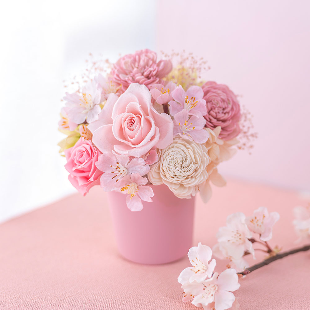 プリザーブド＆アーティフィシャルアレンジメント「サクラサク」 | 花