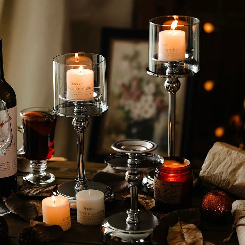 シルバーキャンドルスタンド＋キャンドル3点セット