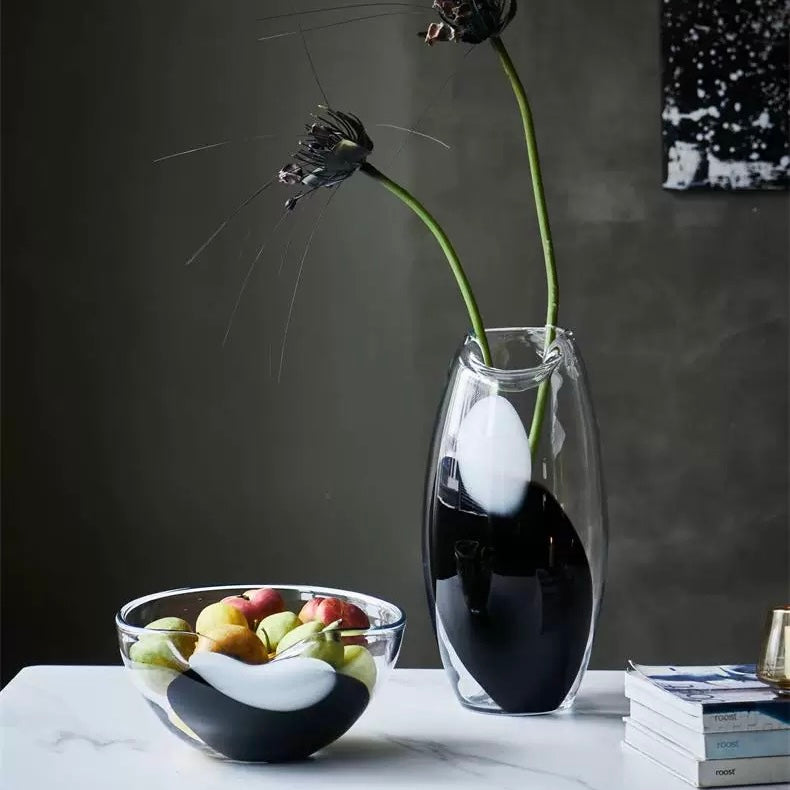 クリア×モノトーン フラワーベース