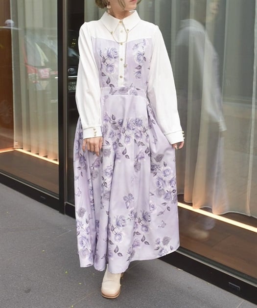 チェーン付アートローズ柄ワンピース | axes femme online shop