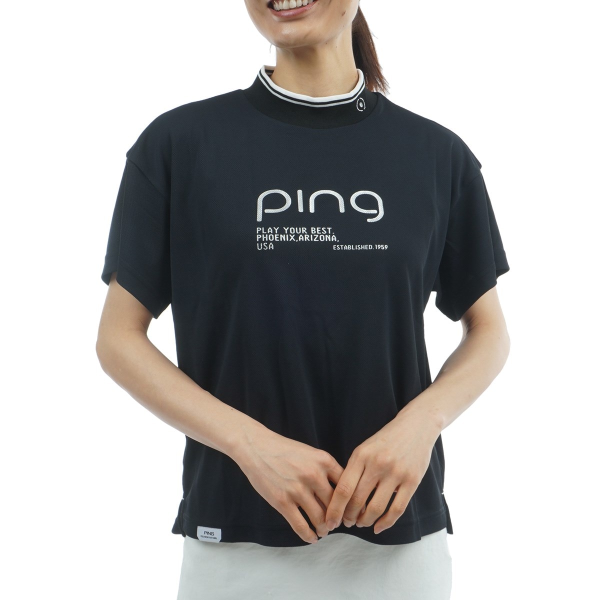 変形鹿の子ハイネック半袖シャツ レディス(半袖シャツ・ポロシャツ