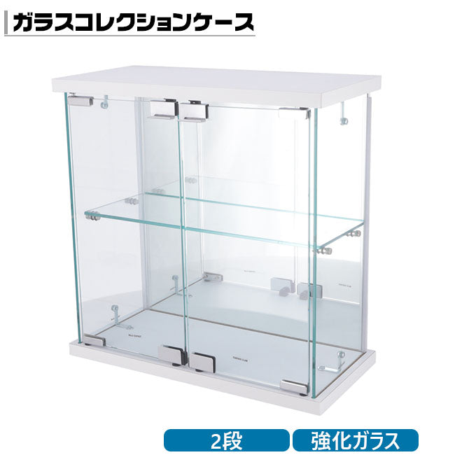 卓上ガラスコレクションケース ミラー付き ホワイト ディスプレイ保管