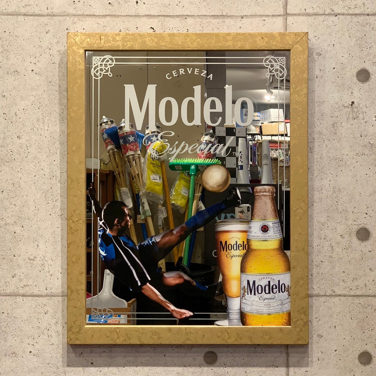CERVEZA MODELO Especial Soccer パブミラー ヴィンテージミラー 額縁
