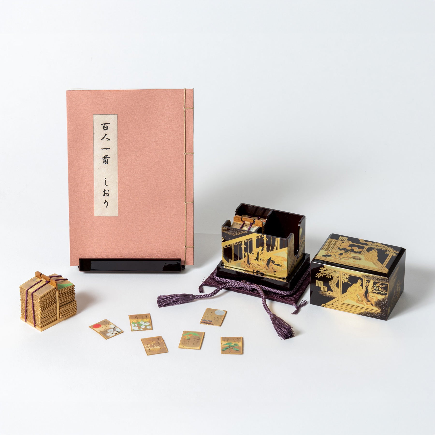 高級溜塗 源氏 百人一首かるた 25号 雛人形 お雛様 コンパクト