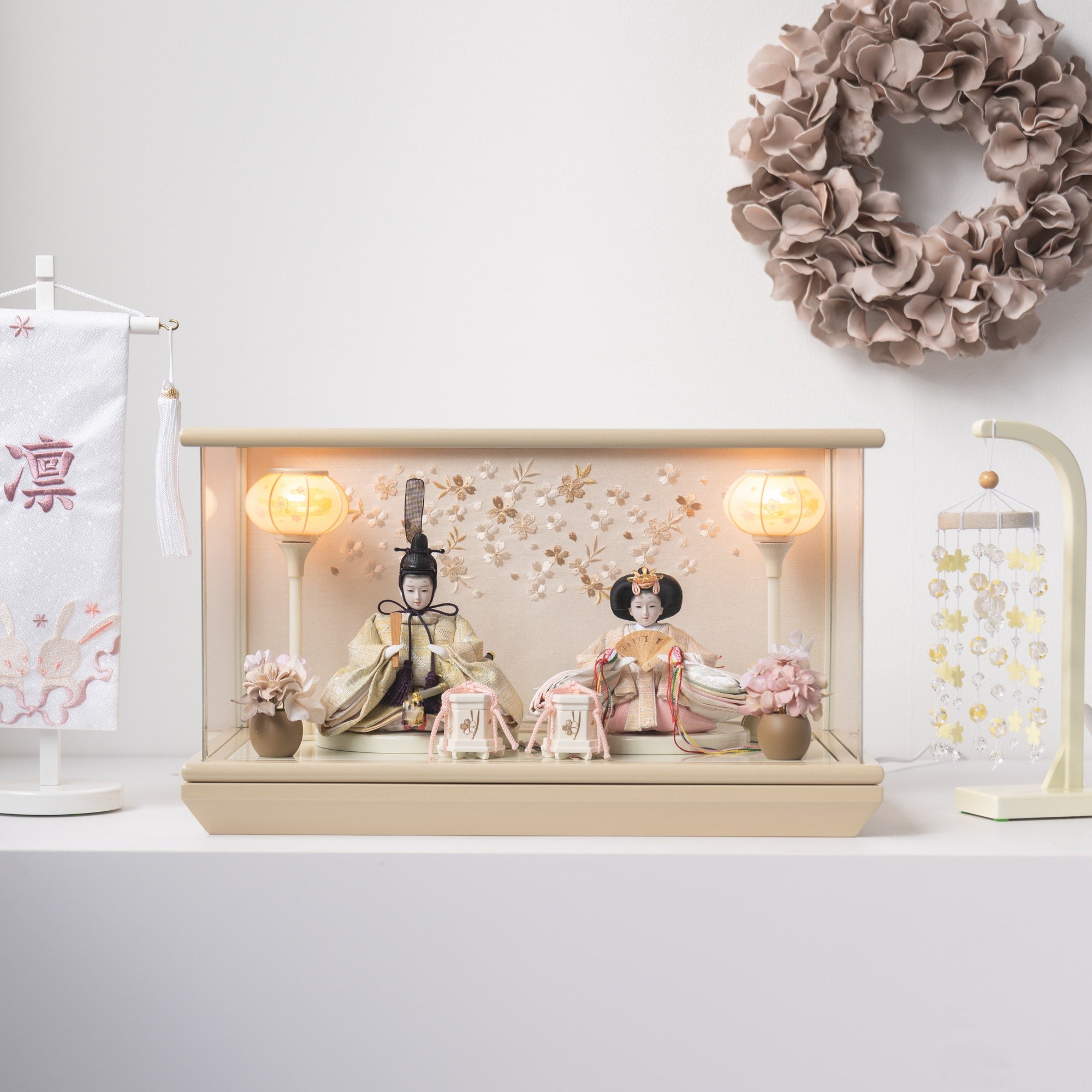 貴和 人形ケース ベージュ 吉藤 川島織物 雛人形 お雛様 コンパクト