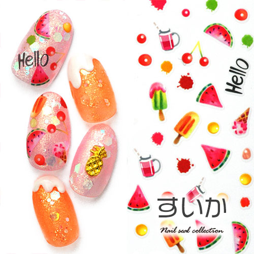 ネイルシール フルーツ スイカ すいか ジュース アイス いちご