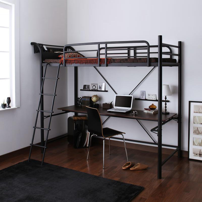 3段可動デスク&コンセント宮棚付きロフトベッド Studio ステューディオ
