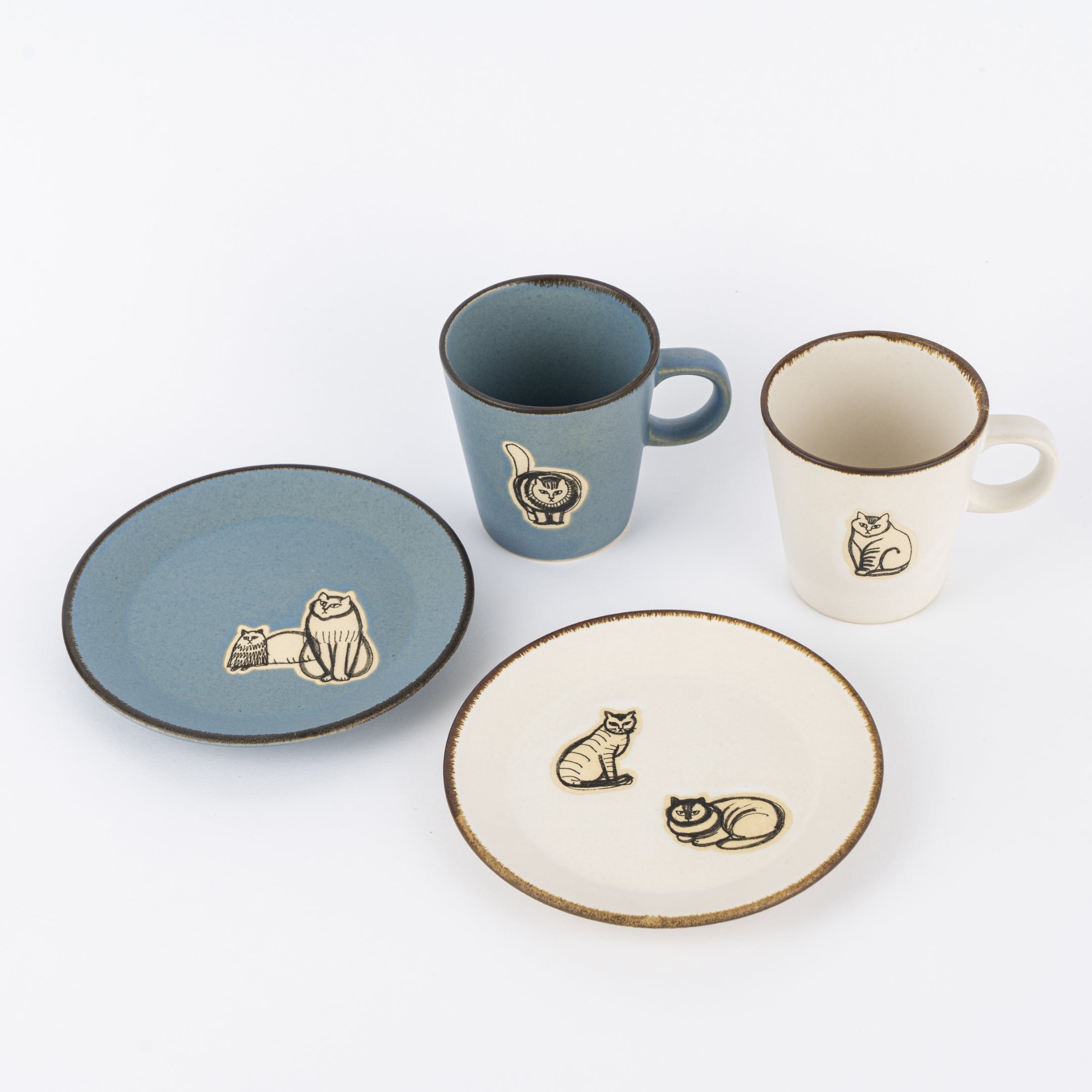 カップ＆プレートペアセット（Found Cats Series・益子焼）