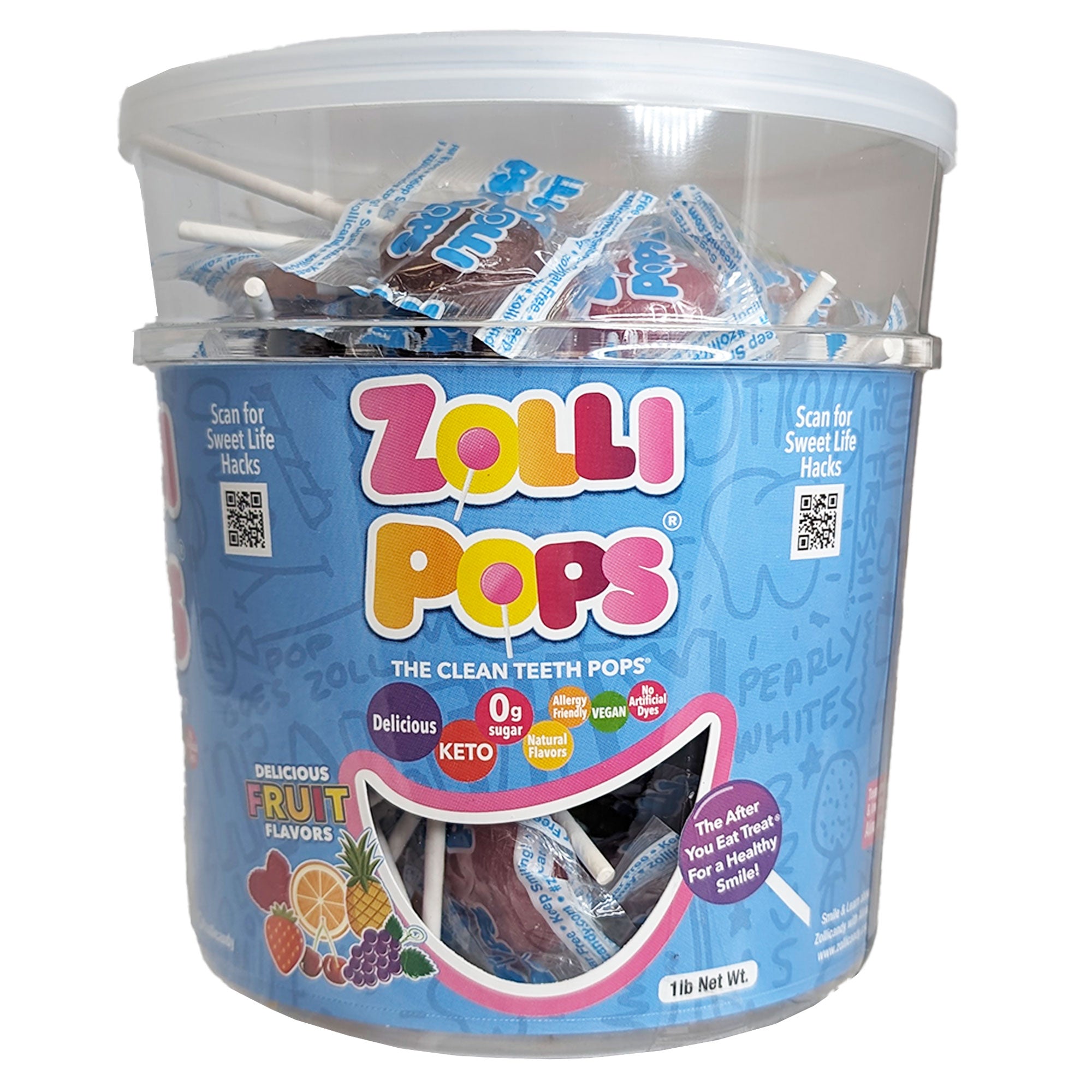 Zollipops Sugar Free Lollipops Assorted Fruit Flavors with Xylitol