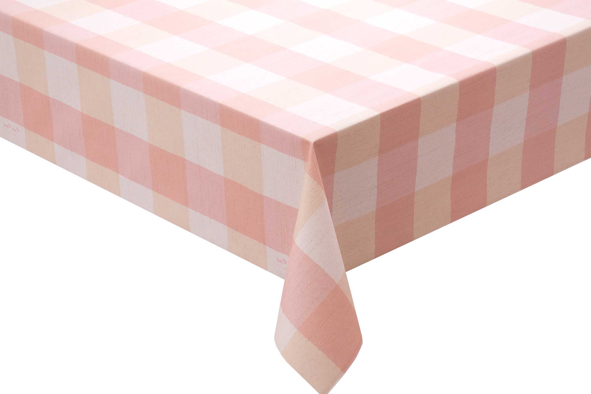 テーブルクロス ツートンチェック ピンク （幅 約120cm×長さ