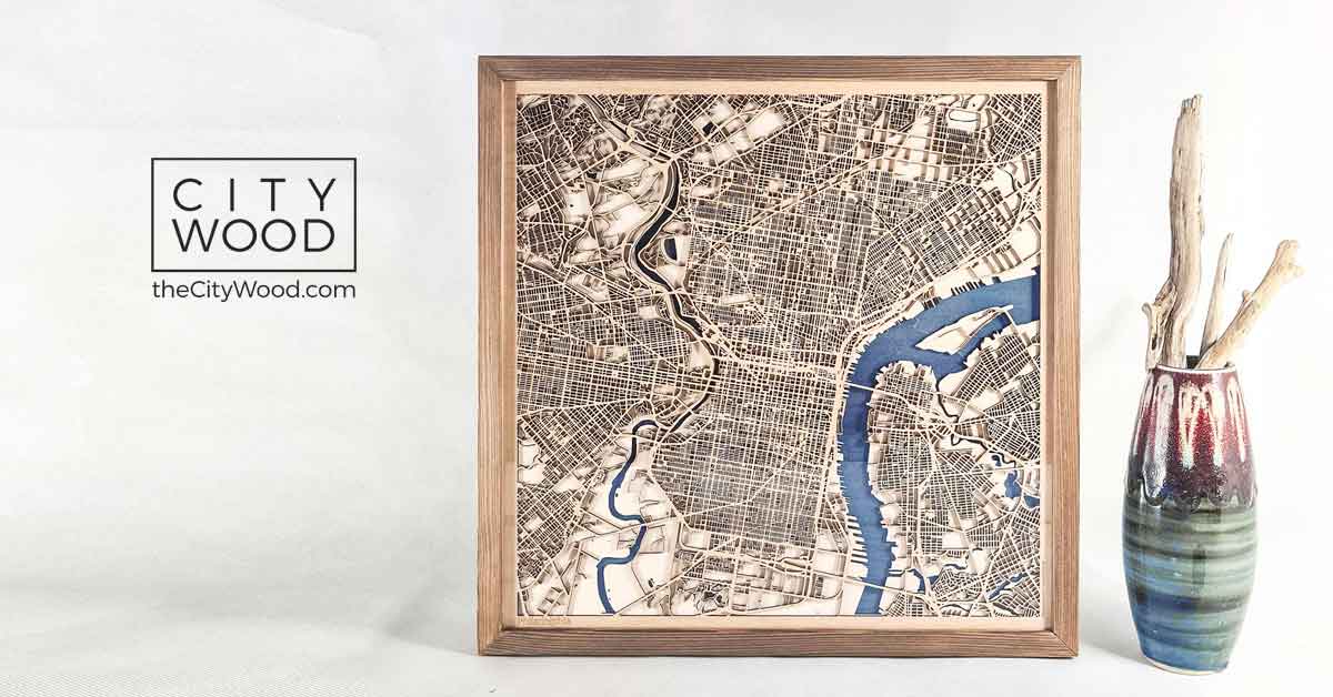 Laser Cut Wooden Map - Unique 3D topographic wall art | CityWood