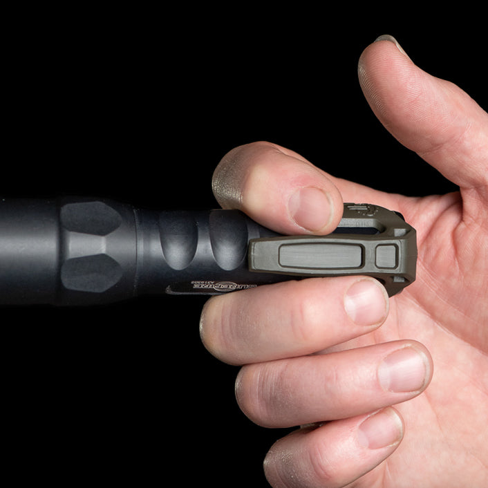 Low Profile Carry Flashlight Pocket Clip | Black, Tan, Grey, Olive