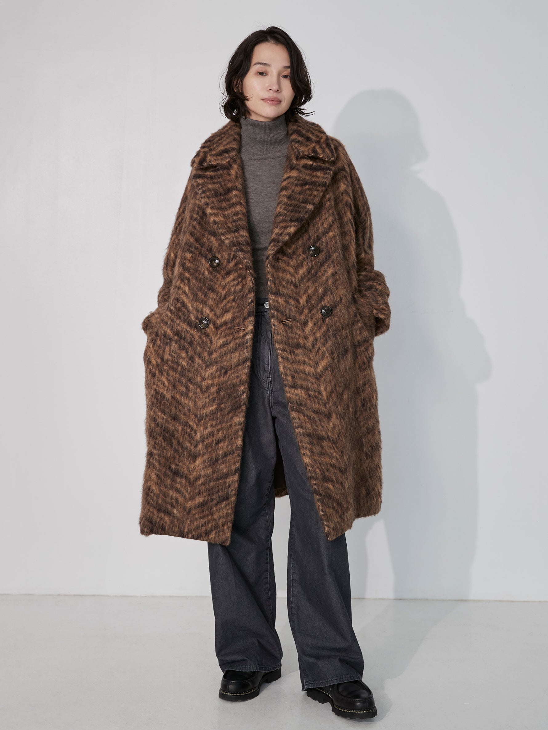 ウールゼブラシャギーテントコート/TBEA-261