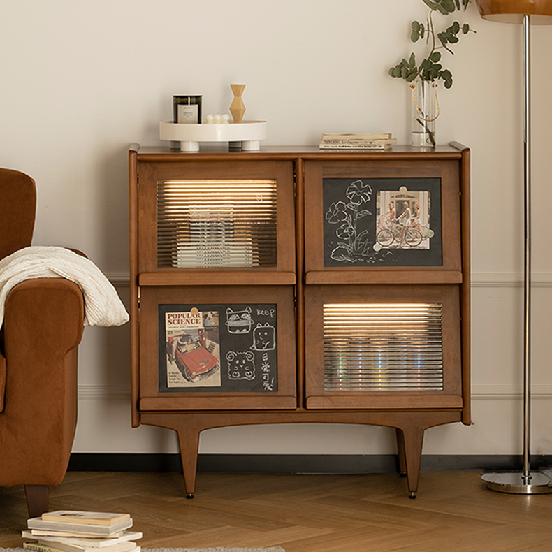 サイドキャビネット 無垢材 本棚 リビング 収納家具 キャビネット
