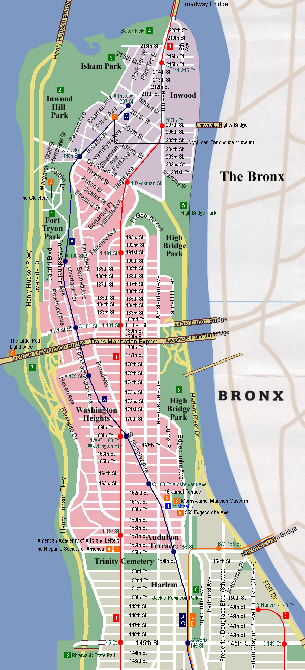 City of New York : アッパー・マンハッタン地図 | ニューヨーク地図