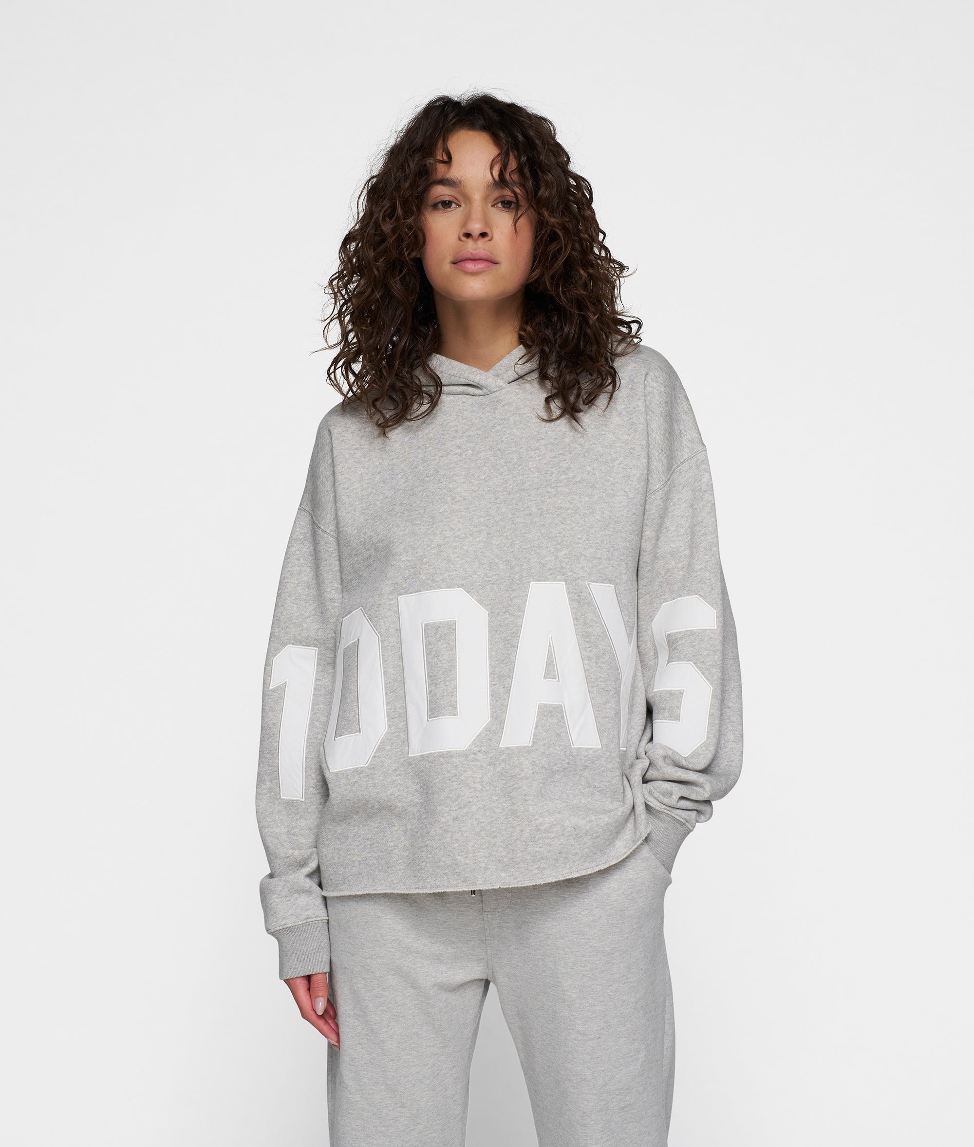 THE STATEMENT LOGO HOODIE | light grey melee | 10DAYS | Official