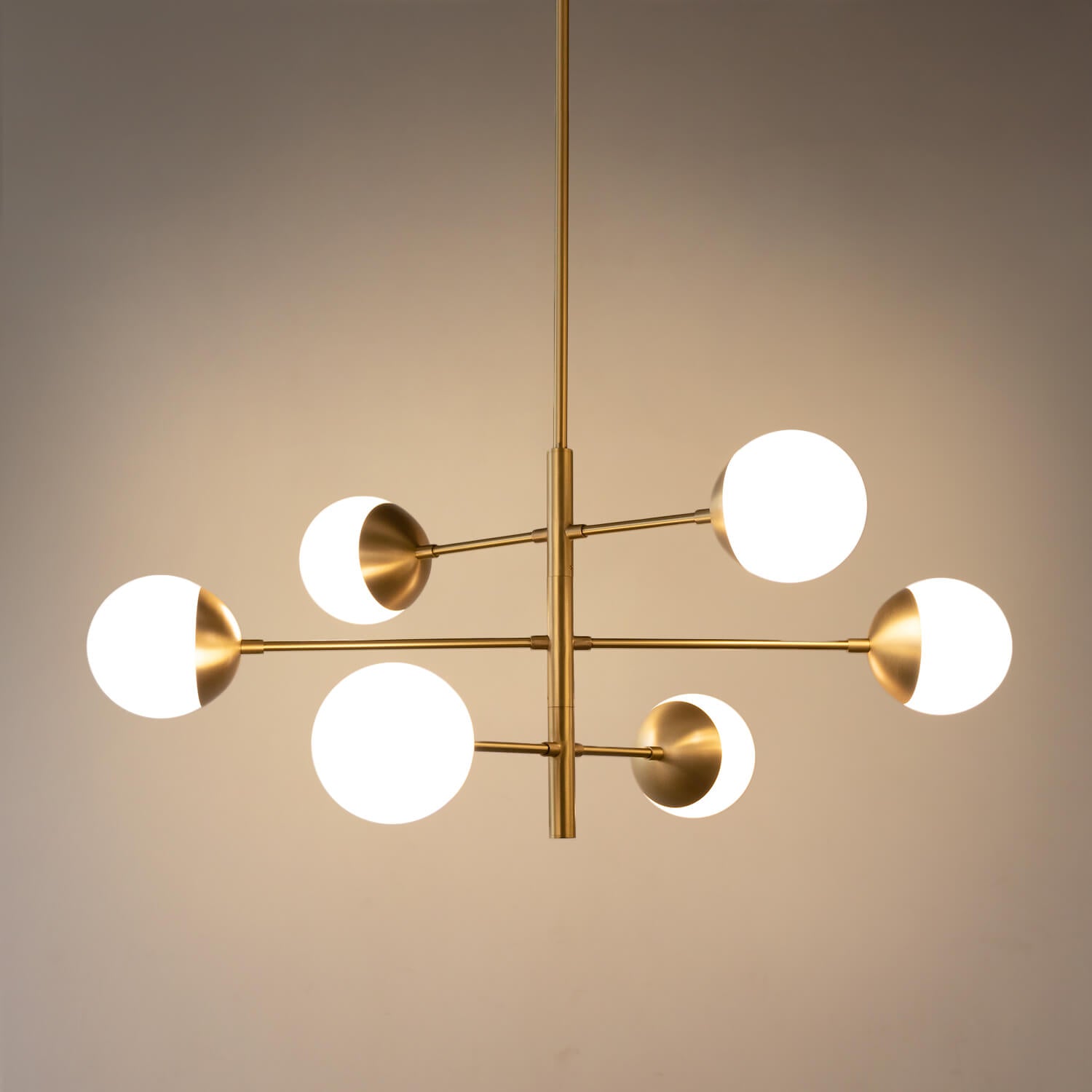 真鍮製の放射状のアームがエレガントなペンダントライト - Pm-02 (6灯