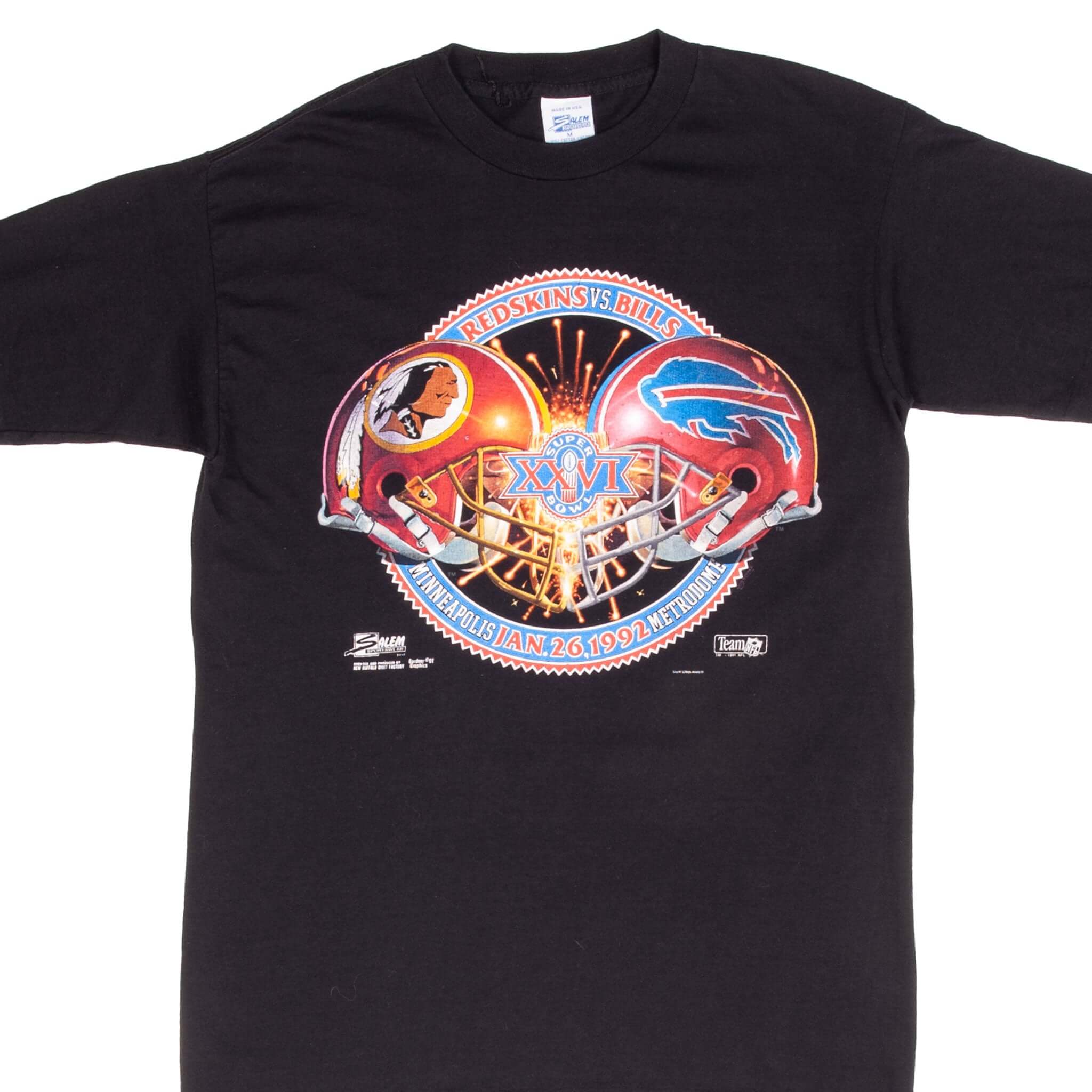 VINTAGE NFL SUPER BOWL XXVI REDSKINS VS BILLS 1992 TEE SHIRT MEDIUM MA